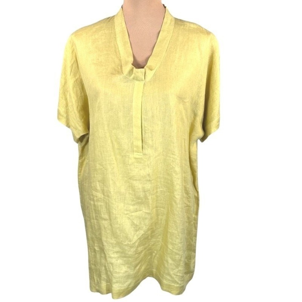 NWT Amelline Linen Top XL Yellow Oversized Lightweight Blouse